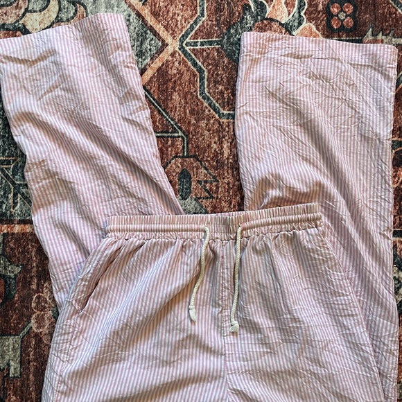 Pink Striped Lounge Pants Vintage Beach Wash - Picture 2 of 6